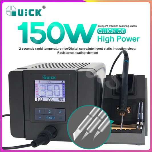 QUICK Q8 Intelligent Precision Soldering Station 2 Seconds Rapidly Heating LCD Digital Curve Soldering Iron Welding Repair Tools Professional Repair Tools