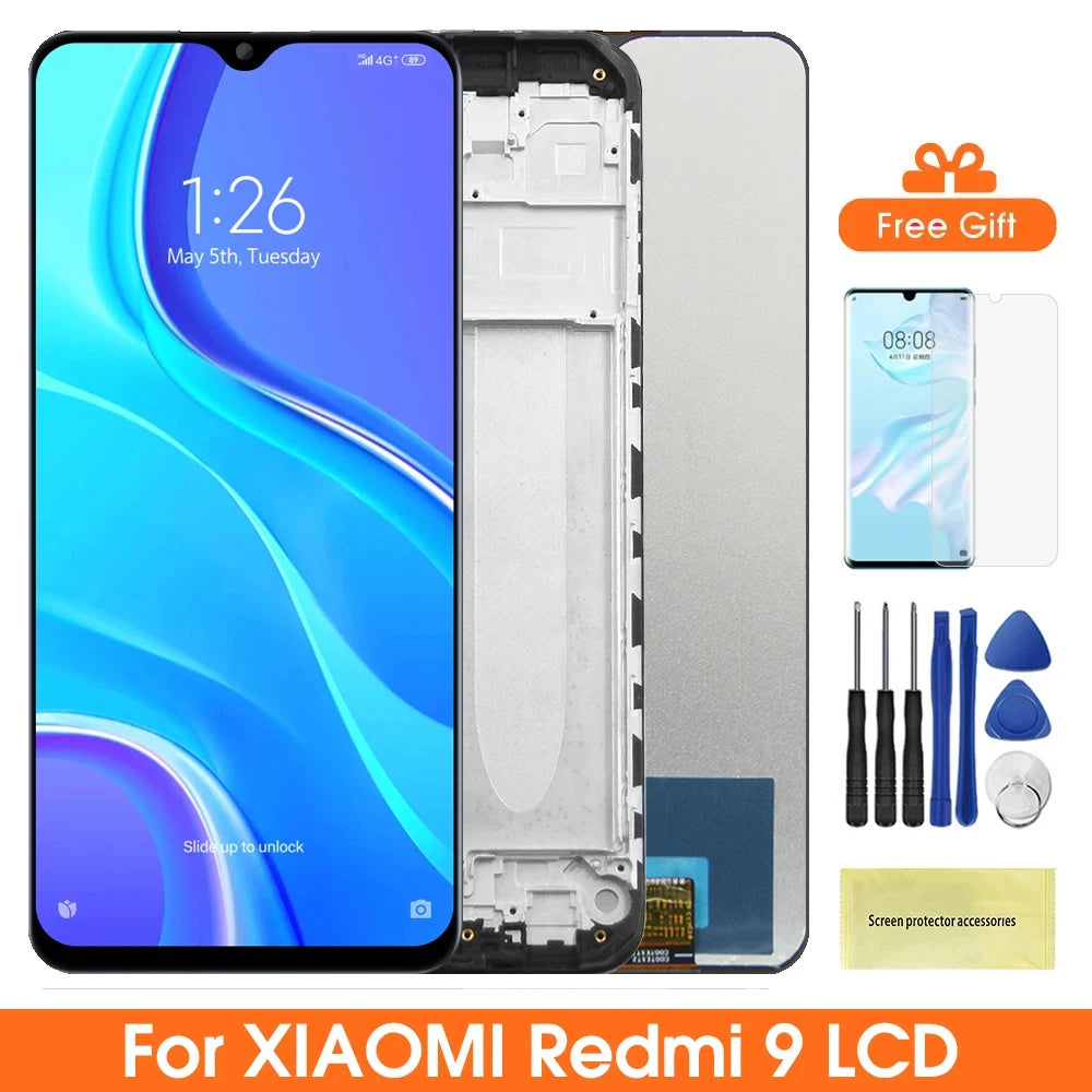 6.53" LCD for Xiaomi Redmi 9 M2004J19G M2004J19C Lcd Display Digital Touch Screen with Frame for Redmi 9 Screen Replacement Xiaomi phone repair parts
