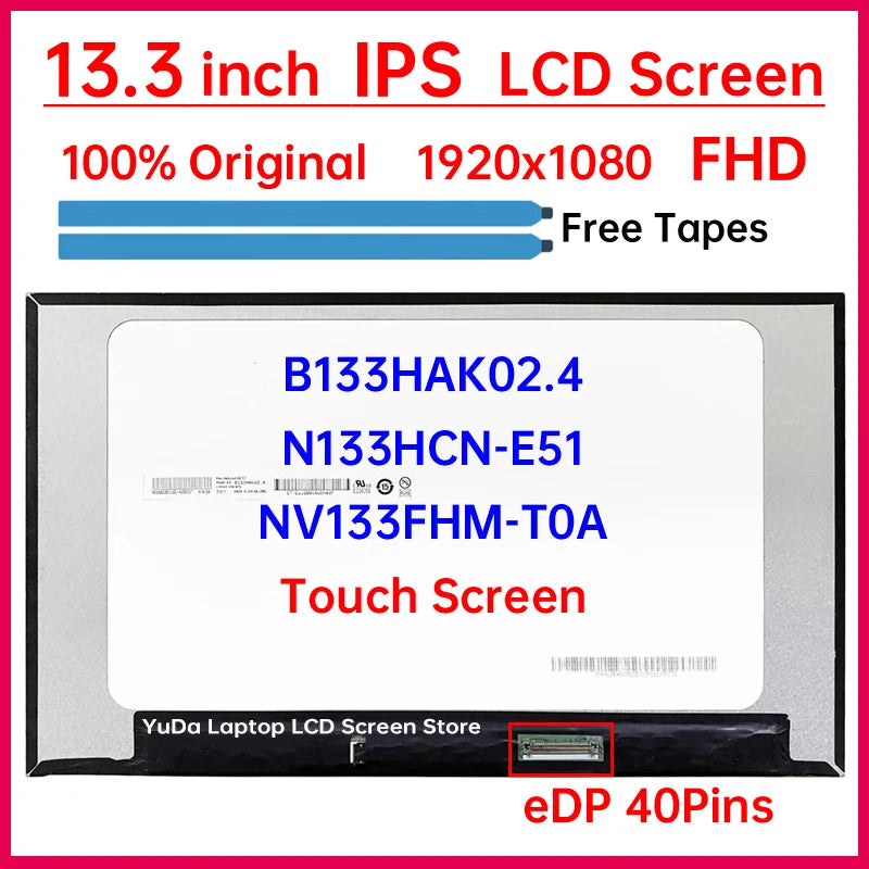 13.3" Laptop LCD Touch Screen NV133FHM-T0A B133HAK02.4 N133HCN-E51 For HP EliteBook 830 G7 G8 Display Matrix Panel Replacement HP laptop repair parts