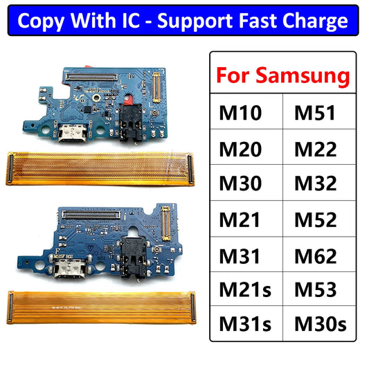 For Samsung M22 M31S M32 M51 M52 M10 M20 M30 M30s M21 M62 M53 5G USB Charge Port Dock Connector Charging Main Board Flex Cable Samsung phone repair parts