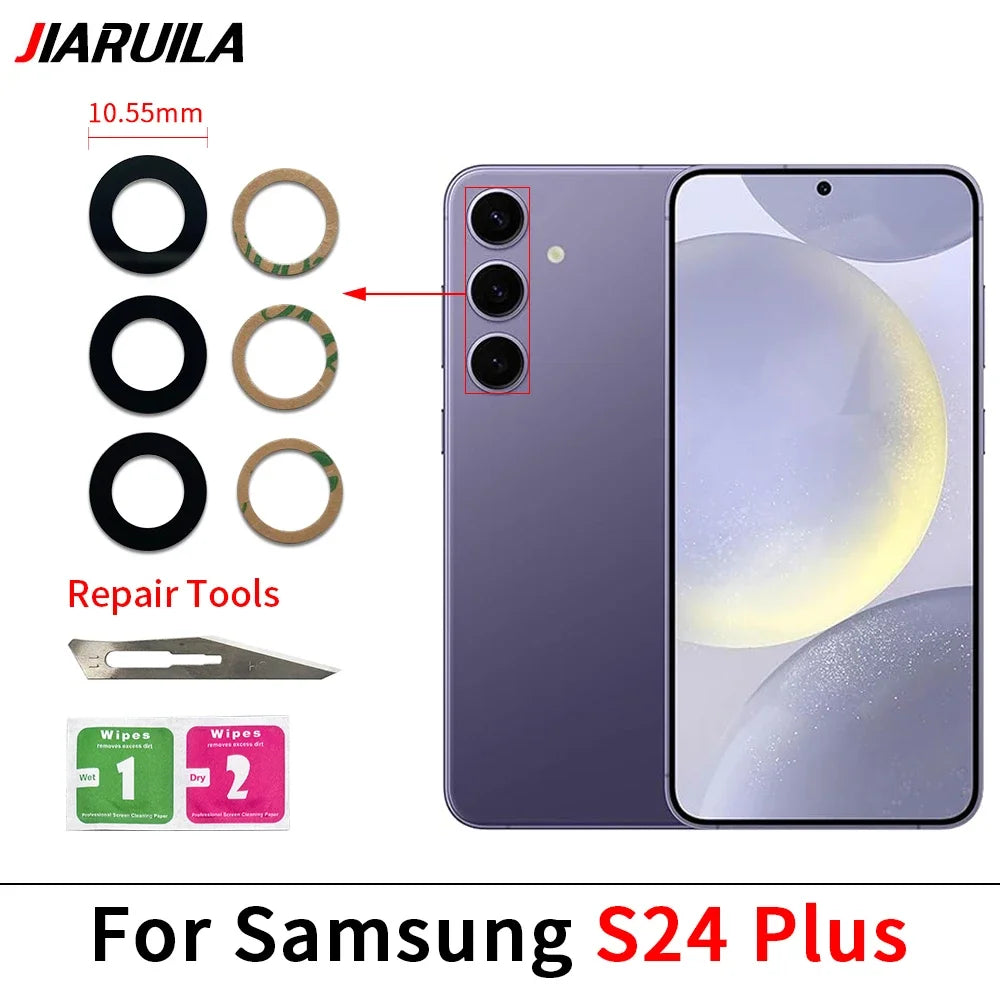 10Pcs, Back Rear Camera Glass Lens Cover With Adhesive For Samsung S24 S25 S26 Plus Ultra Fe With Glue Adhesive Samsung phone repair parts