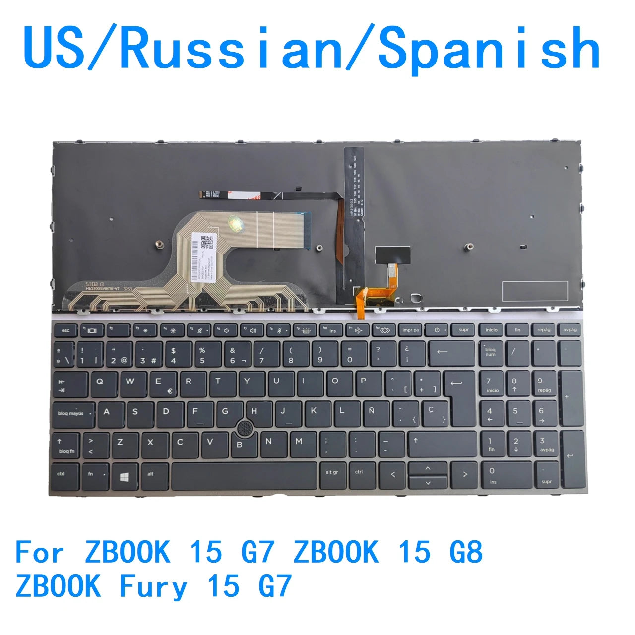 New US Russian Spanish language  Backlit Keyboard For HP ZBOOK 15 G7 ZBOOK 15 G8 ZBOOK Fury 15 G7 M17094  HP laptop repair parts