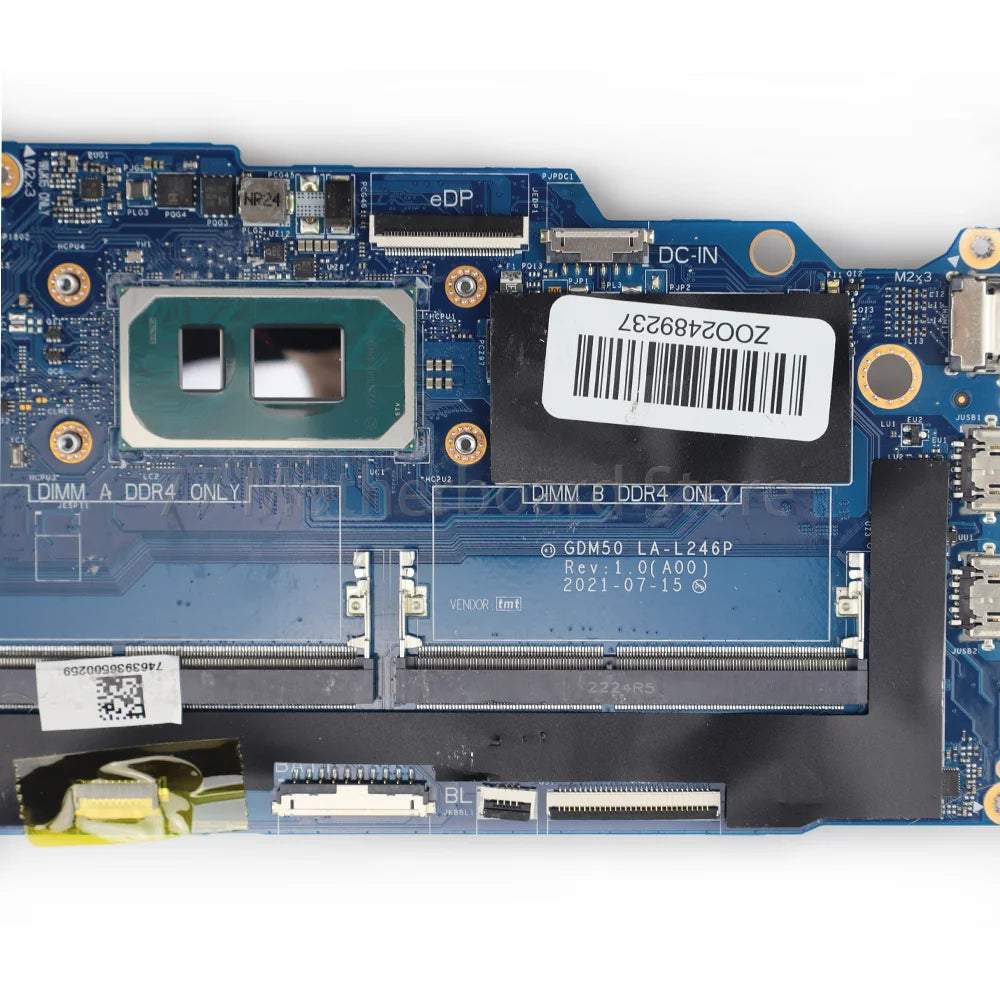 Laptop Motherboard for Dell Inspiron 3511 LA-L246P with CPU I3-1115G4 I5-1135G7 I7-1165G7 0K6GNH 0MYJWC 0XMF7W Dell laptop repair parts