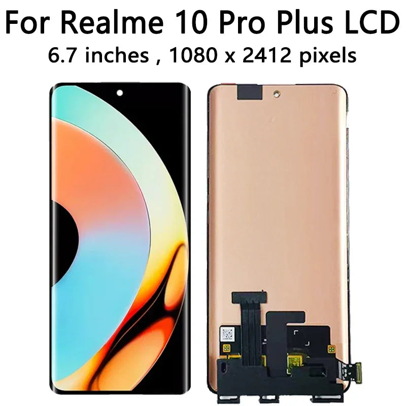 6.7“AMOLED For Realme 10 Pro Plus LCD Display Touch Screen Digitizer For Realme 10 Pro+ RMX3687 RMX3686 Display  Oppo phone repair parts