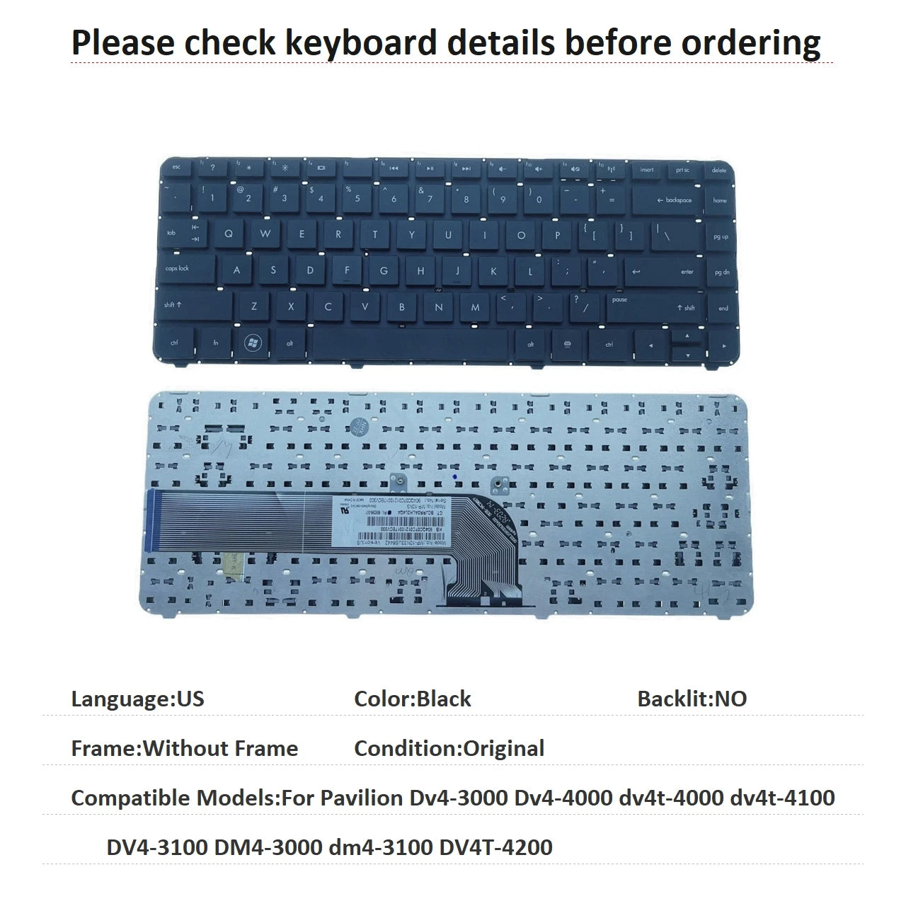 New US Spanish Backlit Keyboard For HP Pavilion Dv4-3000 Dv4-4000 dv4t-4000 dv4t-4100 DV4-3100 DM4-3000 dm4-3100 DV4T-4200 HP laptop repair parts