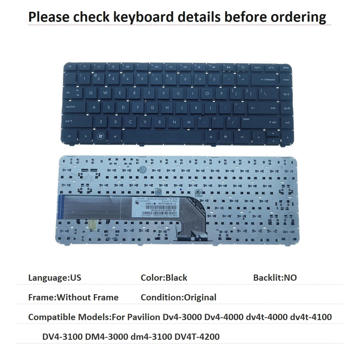 New US Spanish Backlit Keyboard For HP Pavilion Dv4-3000 Dv4-4000 dv4t-4000 dv4t-4100 DV4-3100 DM4-3000 dm4-3100 DV4T-4200 HP laptop repair parts