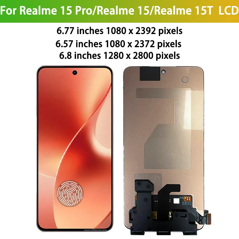 AMOLED For Realme 15 Pro RMX5101 Lcd Display Screen Touch Digitizer for Realme 15 RMX5106 LCD 15T Display With Fingerprint Oppo phone repair parts Realme phone repair parts