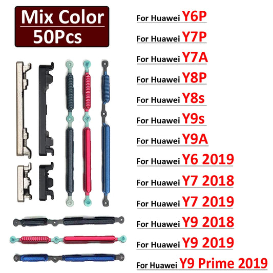 50Pcs, New For Huawei Y5P Y6P Y7P Y7A Y8s Y8P Y9s Y9A Y6 Y7 Y9 Prime 2018 2019 Power Button Volume Side Button Key Huawei phone repair parts