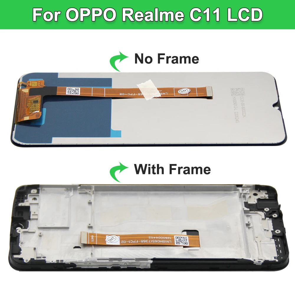 6.5" Screen Assembly for Realme C11 Lcd Display Digital Touch Screen with Frame for OPPO Realme C11 RMX2185 Screen Replacement OPPO phone repair parts