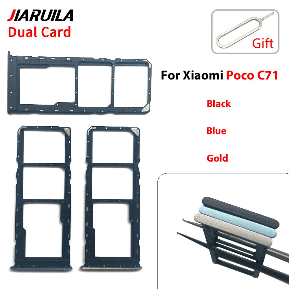 New For Xiaomi Poco C40 C71 C65 C75 C85 SIM Card Slot SD Card Tray Holder Adapter  Xiaomi  Xiao mi phone repair parts