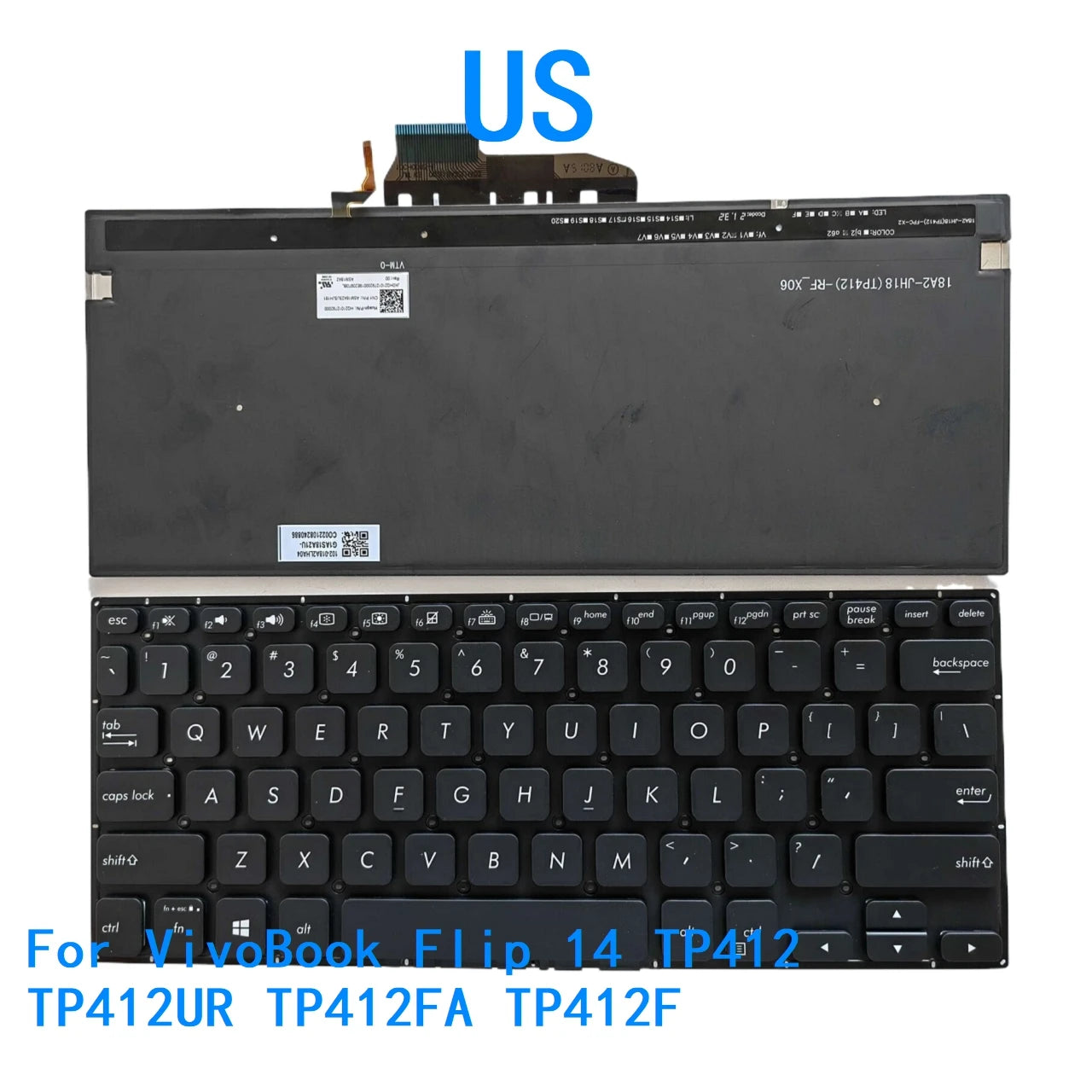 New US Language  Backlit Keyboard For ASUS VivoBook Flip 14 TP412 TP412UR TP412FA TP412F Notebook PC Replacement Keyboard ASUS laptop repair parts