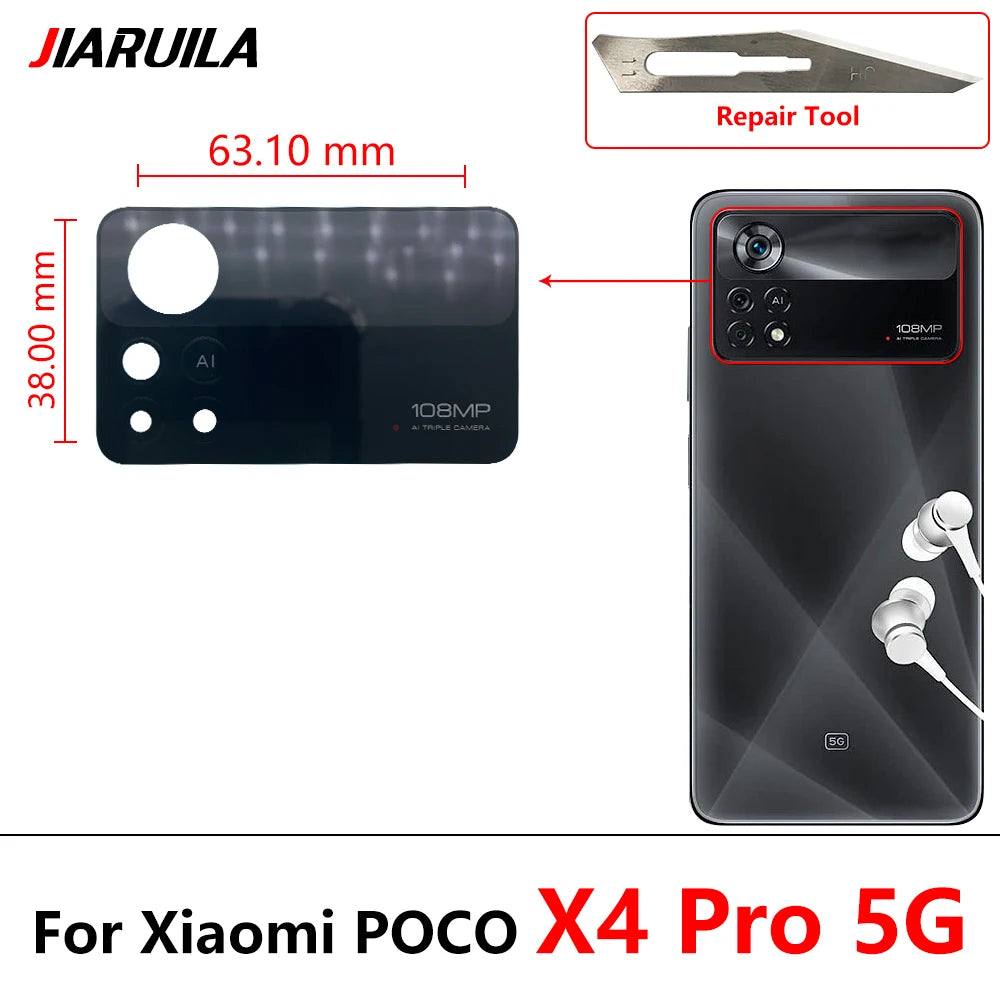 2Pcs/Lot, Back Rear Camera Glass Lens For Xiaomi Poco F3 F4 F5 M3 M4 M5 X3 X4 X5 Pro 4G 5G GT With Adhesive  Xiaomi  Xiao mi phone repair parts