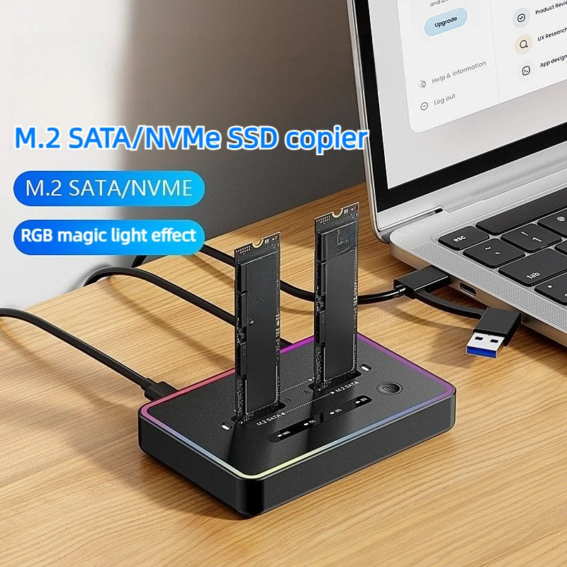 Dual Protocol m.2 ssd case Ssd Docking Station Type C USB 20Gbps offline clone  for PCIe NVME SATA 2 dual bay SSD enclosure Laptop Accessories