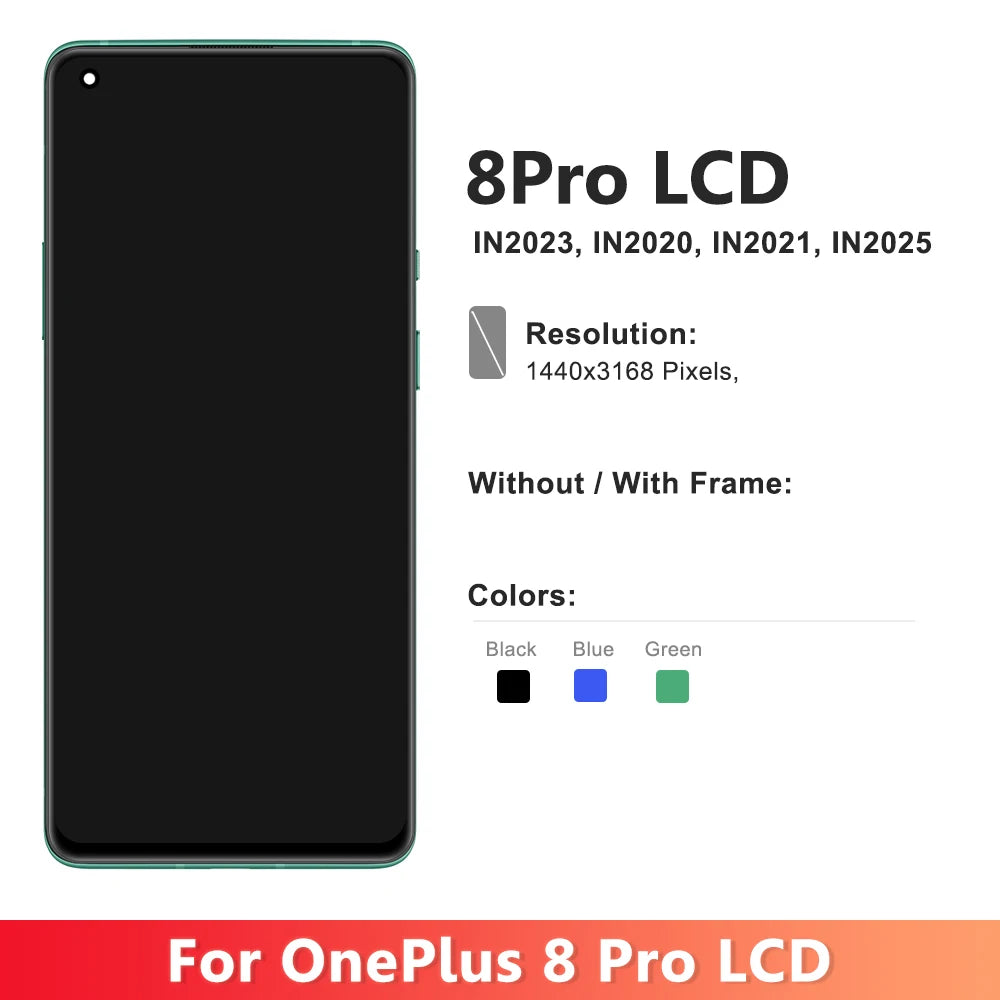 TFT 8Pro Display For Oneplus 8 pro IN2023 IN2020 IN2021 LCD Display Touch Screen Digitizer Assembly For Oneplus 8 pro LCD Screen Oneplus phone repair parts