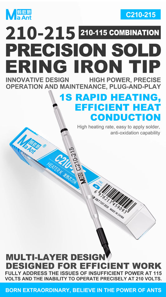 MAANT C210-215 Accuracy Soldering Iron Tip Rapid Thermal Conductivity/Oxidation Resistance/ Easy to Tin Plating/Quick Heating Professional Repair Tools