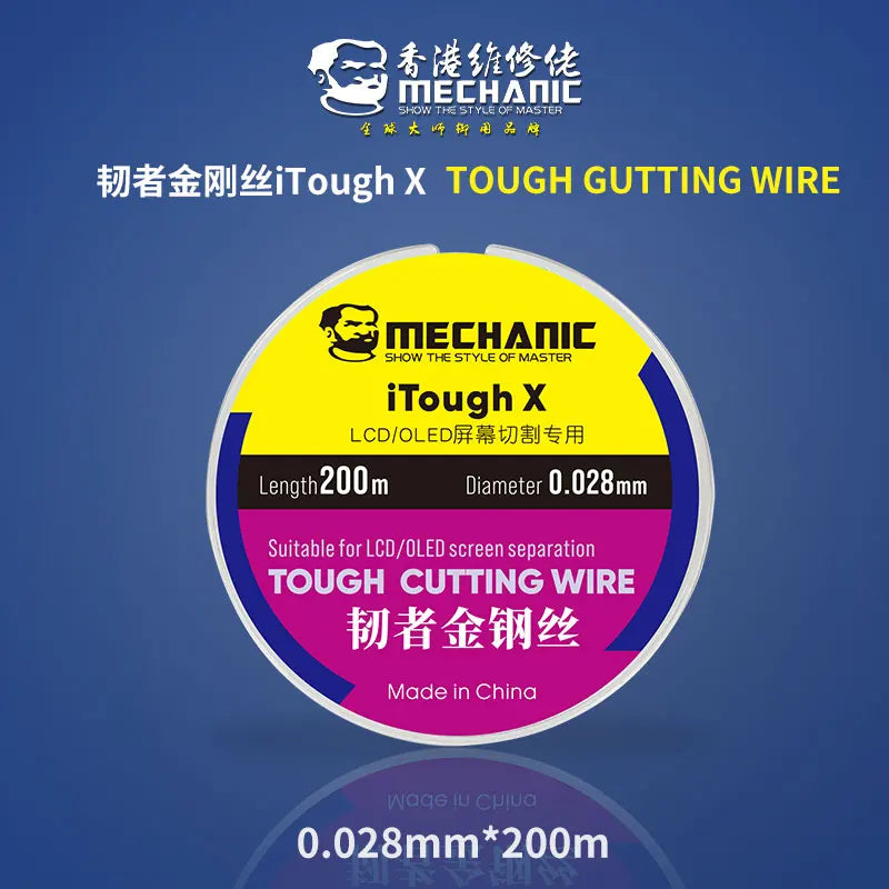 MECHANIC iTough X High Hardness Special Steel Wire for Mobile LCD OLED Screen Cutting Separation Line 0.028mm - 0.1mmX200m tools Professional Repair Tools