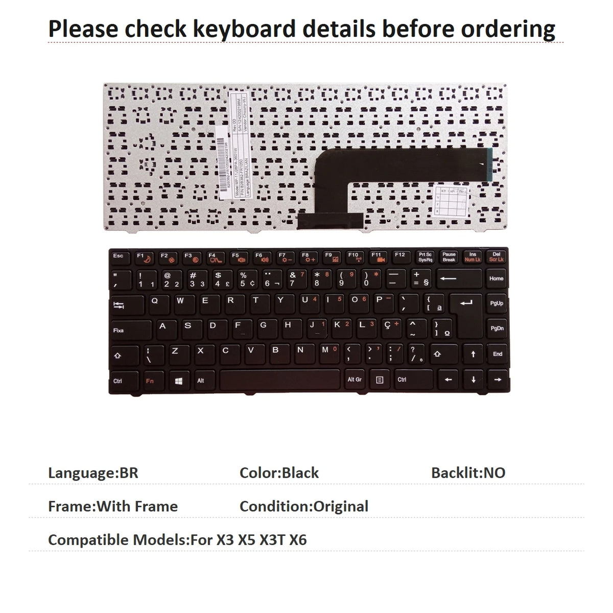 New Brazil Language  Keyboard For Haier X3 X5 X3T X6 Notebook PC Replacement Keyboard MP-11J28PA-3601W