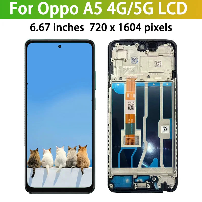 6.67 High Quality For Oppo A5 4G/5G LCD CPH2735 CPH2727 PKW120 Display Touch Screen Digitizer Assembly Replacement Oppo phone repair parts Realme phone repair parts