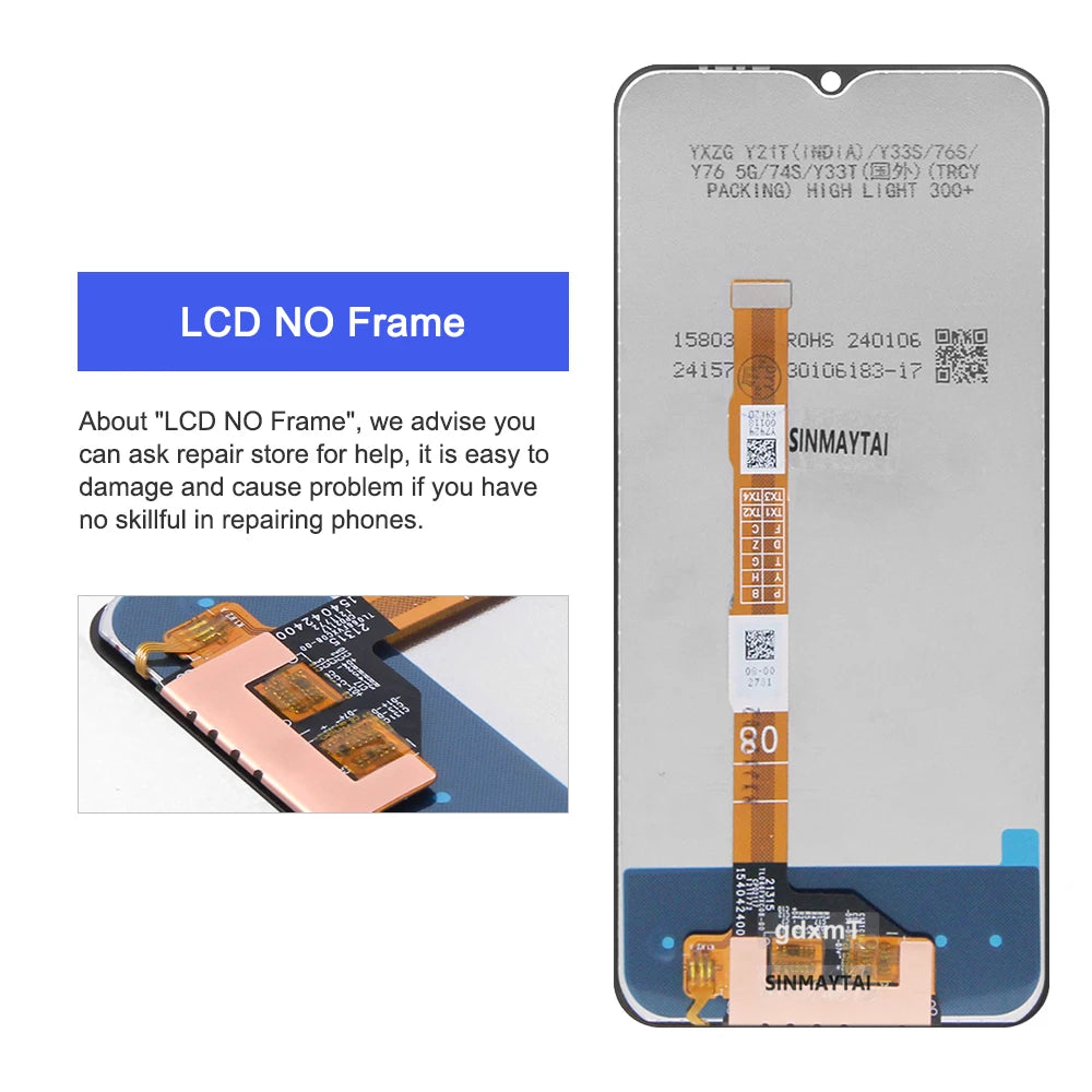 6.58'' For vivo Y33S V2109 Display Touch Screen Digitizer Assembly For VIVO Y33S LCD  Display Repair Parts 100% Tested Vivo phone repair parts