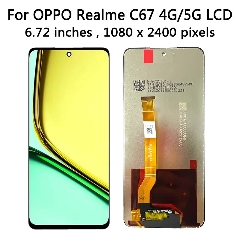 6.72“IPS LCD For OPPO Realme C67 LCD Display Screen+Touch Panel Digitizer Assembly C67 4G RMX3890 Display Frame Oppo phone repair parts Realme phone repair parts