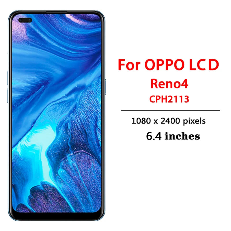 100% Test For Oppo A93 4G CPH2121 LCD Display Digital Touch Screen Assembly For Reno 4 4F Reno 4 Lite F17 Pro LCD Oppo phone repair parts Realme phone repair parts