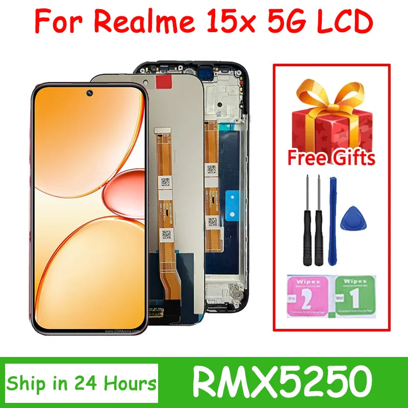 6.81"Screen For Realme 15X 5G MX5250 LCD Display Screen Frame Touch Digitizer For Realme 15x Display With Frame Oppo phone repair parts Realme phone repair parts