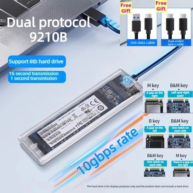 M.2 SSD NGFF/NVME to Type C USB laptop Mobile HardDisk boxes External SATA reading Portable 10/6Gbps Enclosure Adapter Laptop Accessories