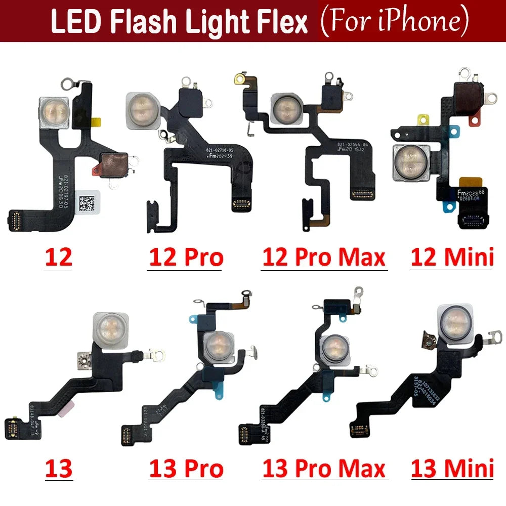 New LED Flash Flex Cable For iPhone 12 13 14 15 16 Pro Max Plus Mini Light Sensor Proximity Flex Cable Flash Light Flex Cable iPhone phone repair parts