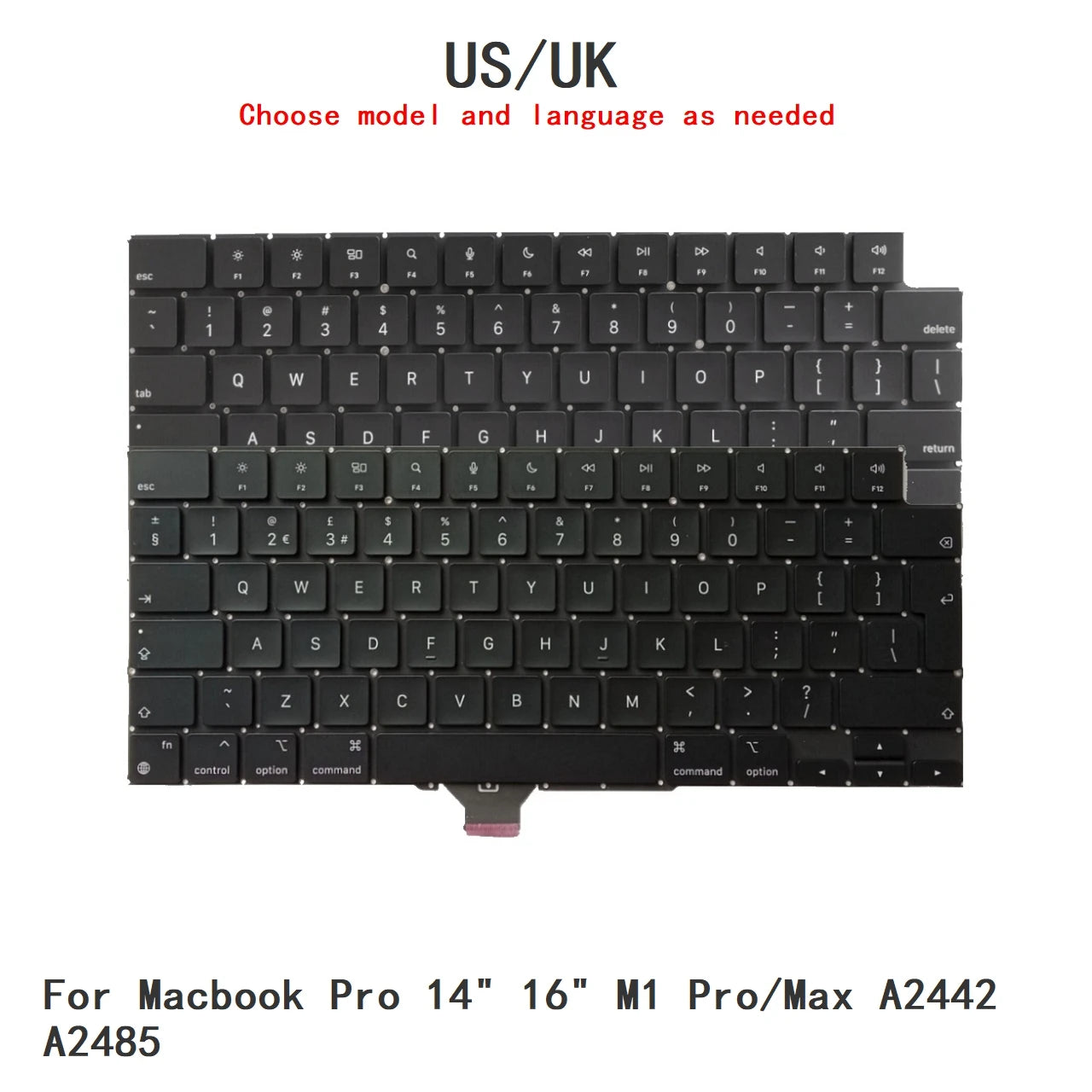 New US UK Language  Keyboard For Apple Macbook Pro 14" 16" M1 Pro/Max A2442 A2485 Notebook PC Replacement Keyboard  MACBOOK laptop repair parts