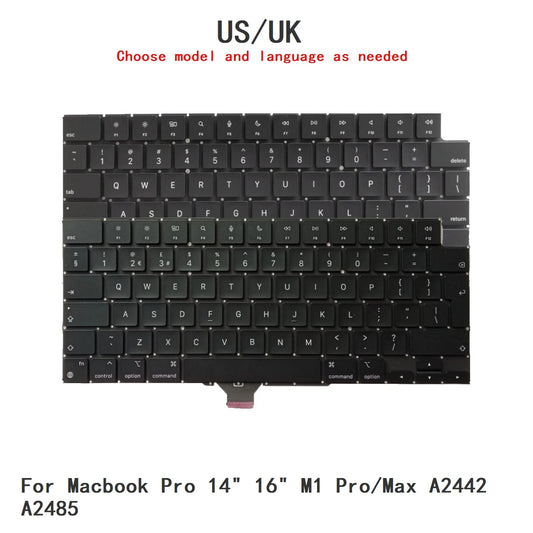 New US UK Language  Keyboard For Apple Macbook Pro 14" 16" M1 Pro/Max A2442 A2485 Notebook PC Replacement Keyboard  MACBOOK laptop repair parts