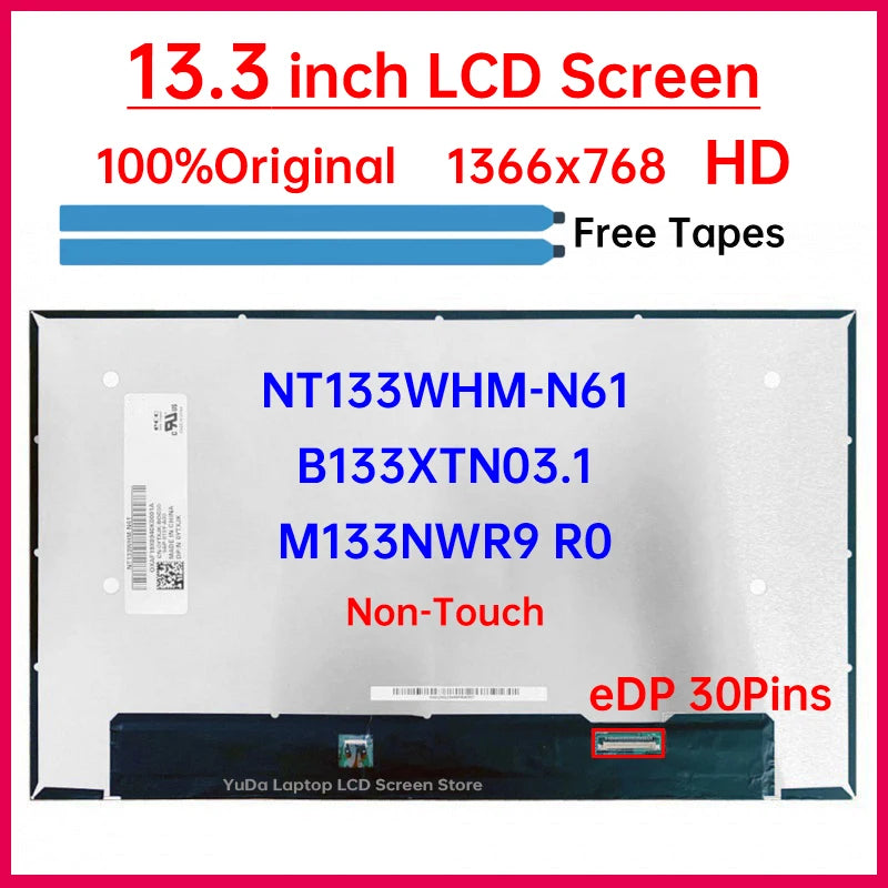 13.3" HD LCD Screen NT133WHM-N61 B133XTN03.1 M133NWR9 R0 For Dell Latitude 5300 5310 7300 7310 Display Matrix Panel Replacement DELL laptop repair parts