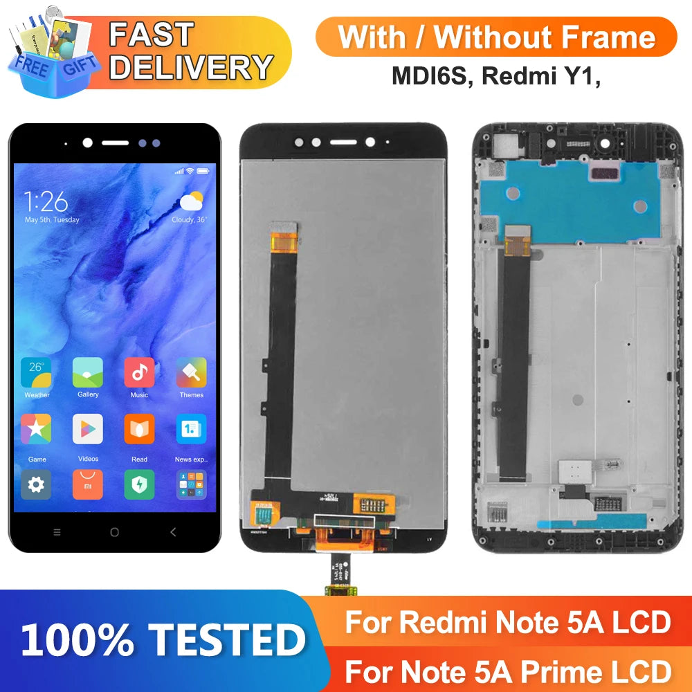 5.5" Display Screen for Xiaomi Redmi Note 5A LCD Display Touch Screen With Frame Replacement for Xiaomi Redmi Note 5A Prime / Y1 Xiaomi phone repair parts
