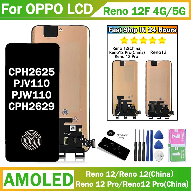 AMOLED For Oppo Reno12 (China) LCD Reno12 F LCD Display+Touch Screen For Oppo Reno 12 Pro (China) Replacement Oppo phone repair parts Realme phone repair parts