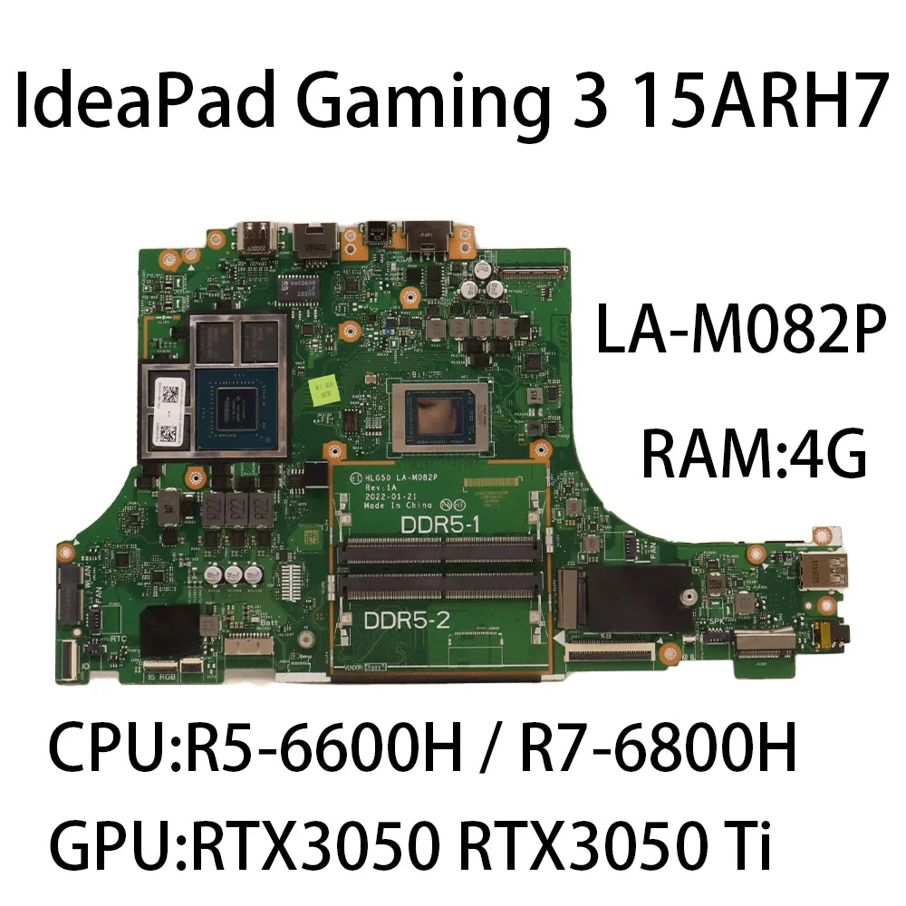 Laptop Motherboard For Lenovo IdeaPad Gaming 3 15ARH7 LA-M082P With CPU:R5-6600H R7-6800H GPU:RTX3050 RTX3050Ti 4G 5B21H70570 Lenovo laptop repair parts