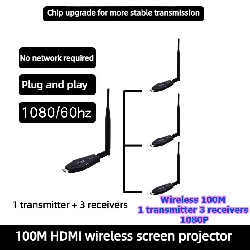 4K 1080P HDMI Wireless point-to-point Transmitter Receiver 50/100/150M Display for laptop phone monitor projector HD same screen Laptop Accessories