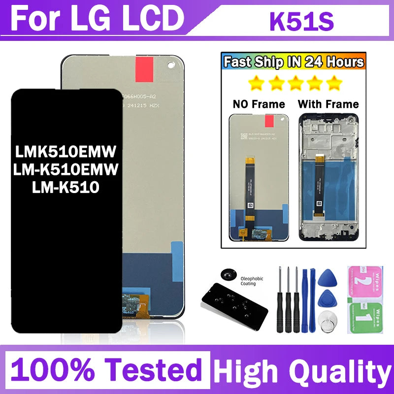 LMK510EMW, LM-K510EMW, LM-K510 Premium Lcd For LG k51s Display Touch Screen Digitizer Panel Assembly K51S Screen Frame LG phone repair parts