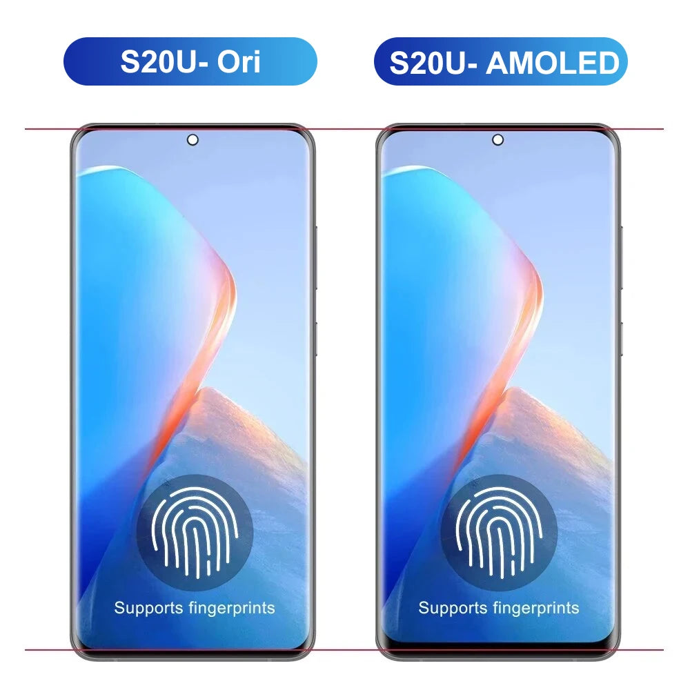 AMOLED S20 Ultra Screen With Frame, for Samsung Galaxy S20 Ultra G988B G988B/DS Lcd Display Digital Touch Screen Assembly Samsung phone repair parts