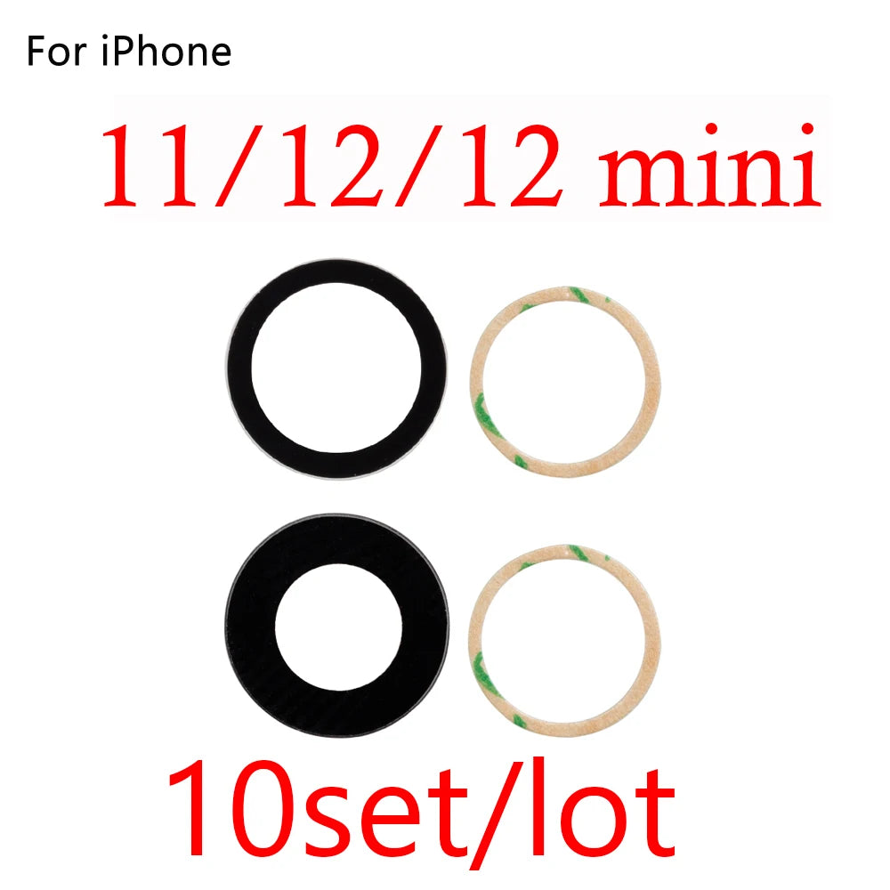 10pcs Rear Back Camera Lens Glass for iPhone 14 13 Pro Max 12 11 ProMax Mini XR XS XSMax X 7 8 Plus 6 6s SE with Glue Sticker iPhone phone repair parts