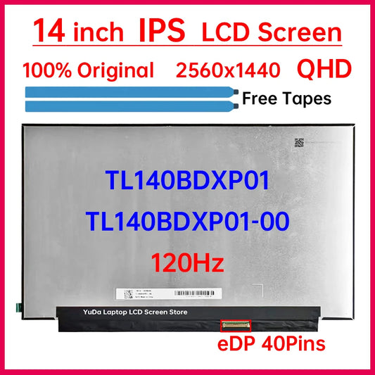 14" 120Hz LCD Screen TL140BDXP01 TL140BDXP01-00 For ASUS ROG Zephyrus GA401Q PX401Q Replacement 2560x1440 eDP 40 Pins Non-Touch ASUS laptop repair parts