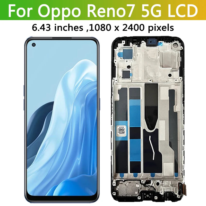 6.43" Tested Reno 7 5G Display Screen For OPPO Reno7 5G LCD CPH2371 Display Touch Screen Digitizer Assembly Oppo phone repair parts Realme phone repair parts