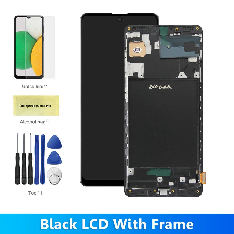 A71 Display Screen Replacement, for Samsung Galaxy A71 LCD Display Digital Touch Screen with Frame for Samsung A71 A715 A715F Samsung phone repair parts