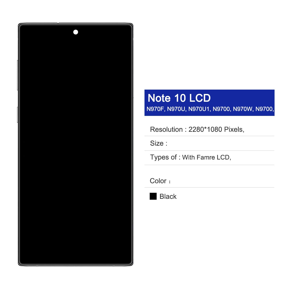 Note10 N970F N970F/DS Screen for Samsung Galaxy Note 10 LCD Display with Frame Display Digitizer Assembly Replacement Parts Samsung phone repair parts