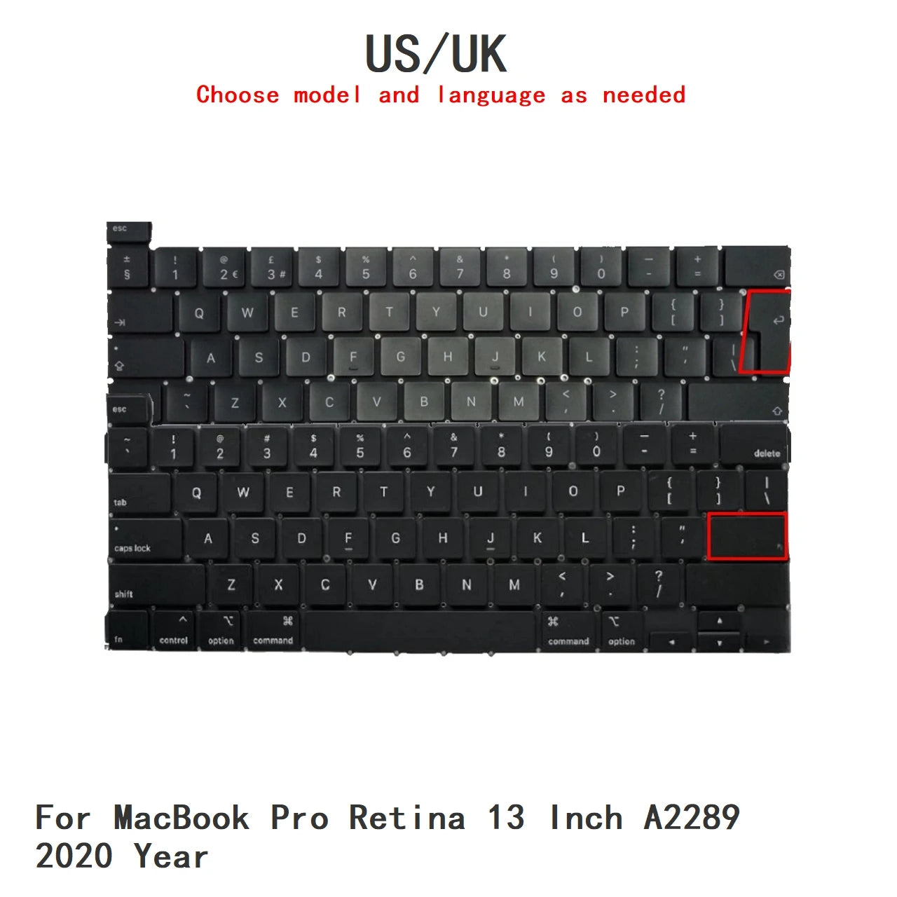 New US UK Language  Keyboard For Apple MacBook Pro Retina 13 Inch A2289 2020 Year Notebook PC Replacement Keyboard MACBOOK laptop repair parts