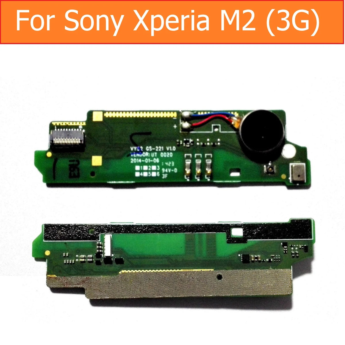 Genuine Microphone connector PCB module For Sony Xperia M2 S50H D2305 D2306 Microphone flex cable with Moto Vibrator replacement Sony phone repair parts