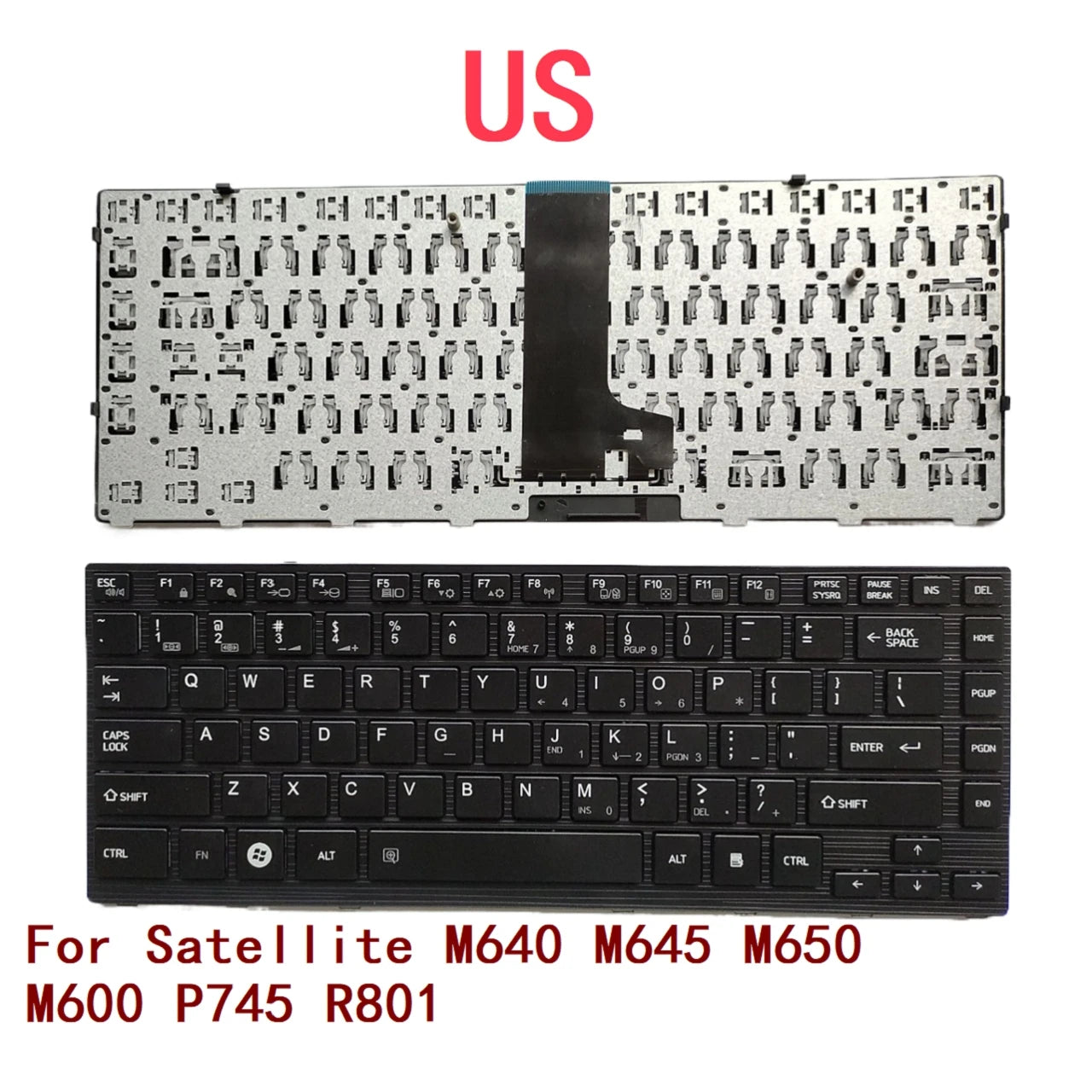 New US Laptop Keyboard For Toshiba Satellite M640 M645 M650 M600 P745 R801 Notebook PC Replacement