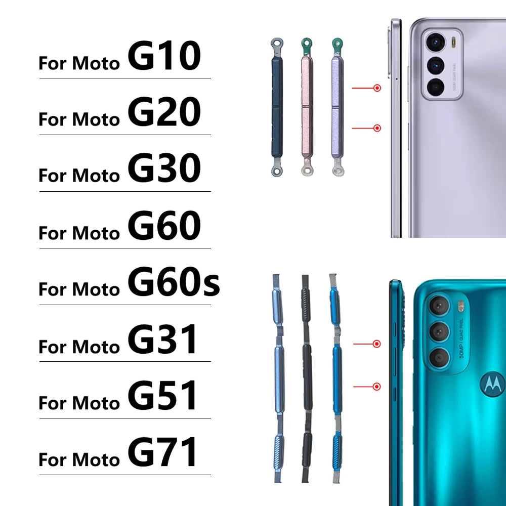For Motorola Moto G10 G20 G30 G60 G60s G31 G71 G51 5G Power Button + Volume Side Button Replacement Parts Motorola phone repair parts