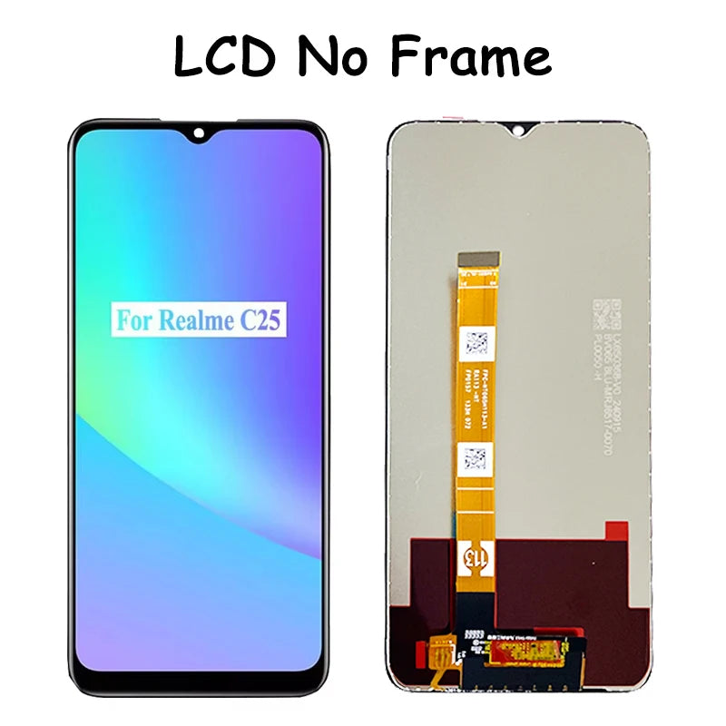 6.5" OEM For Oppo Realme C25/C25S LCD RMX3193 RMX3195 Display With Frame Screen Touch Panel Digitizer Assembly Oppo phone repair parts Realme phone repair parts
