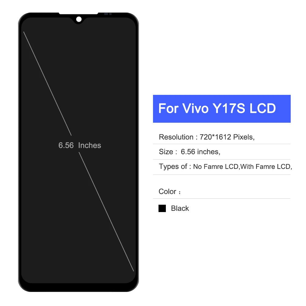 6.56'' Y17s Display Screen Repair For Vivo Y17S LCD V2310 Display Touch Digitizer Assembly Replacement Parts 100% Tested Vivo phone repair parts
