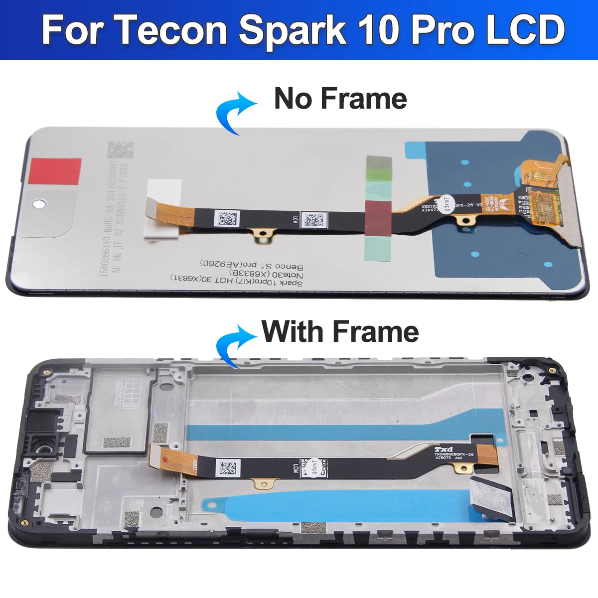 KI7 Lcd For Tecno Spark 10 Pro Display Touch Screen Digitizer Panel Assembly Ki7 lcd screen Replacement Parts TECNO phone repair parts