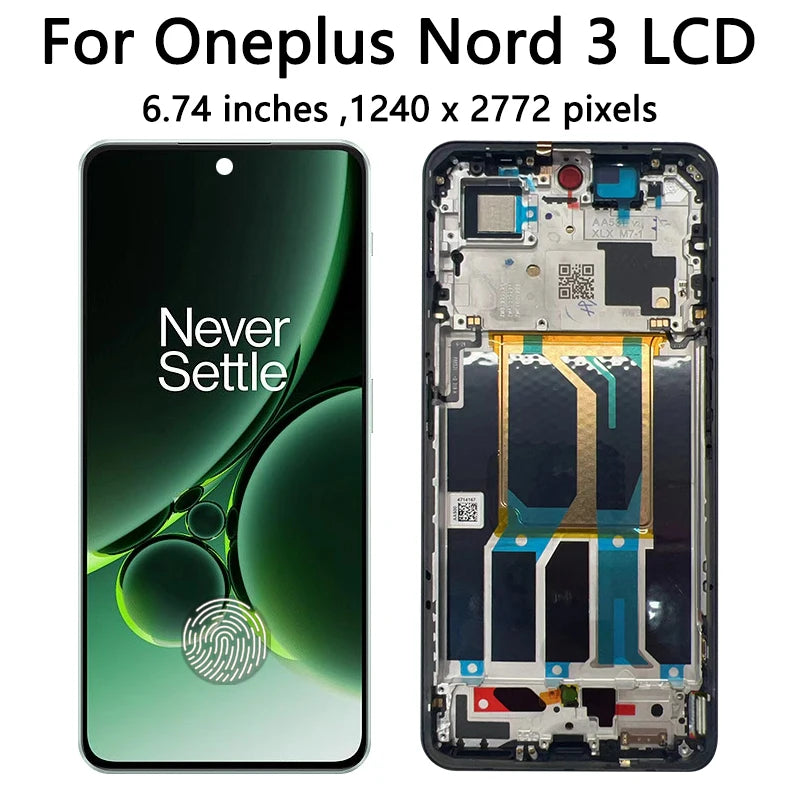 6.74"AMOLED For Oneplus Nord 3 LCD 1+Nord 3 Display Touch Screen Digitizer For One Plus Nord3 CPH2491 CPH2493 LCD  OnePlus phone repair parts